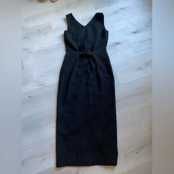 Vintage BP wool blend black midi front button up dress size‎ 3 - Picture 4 of 6
